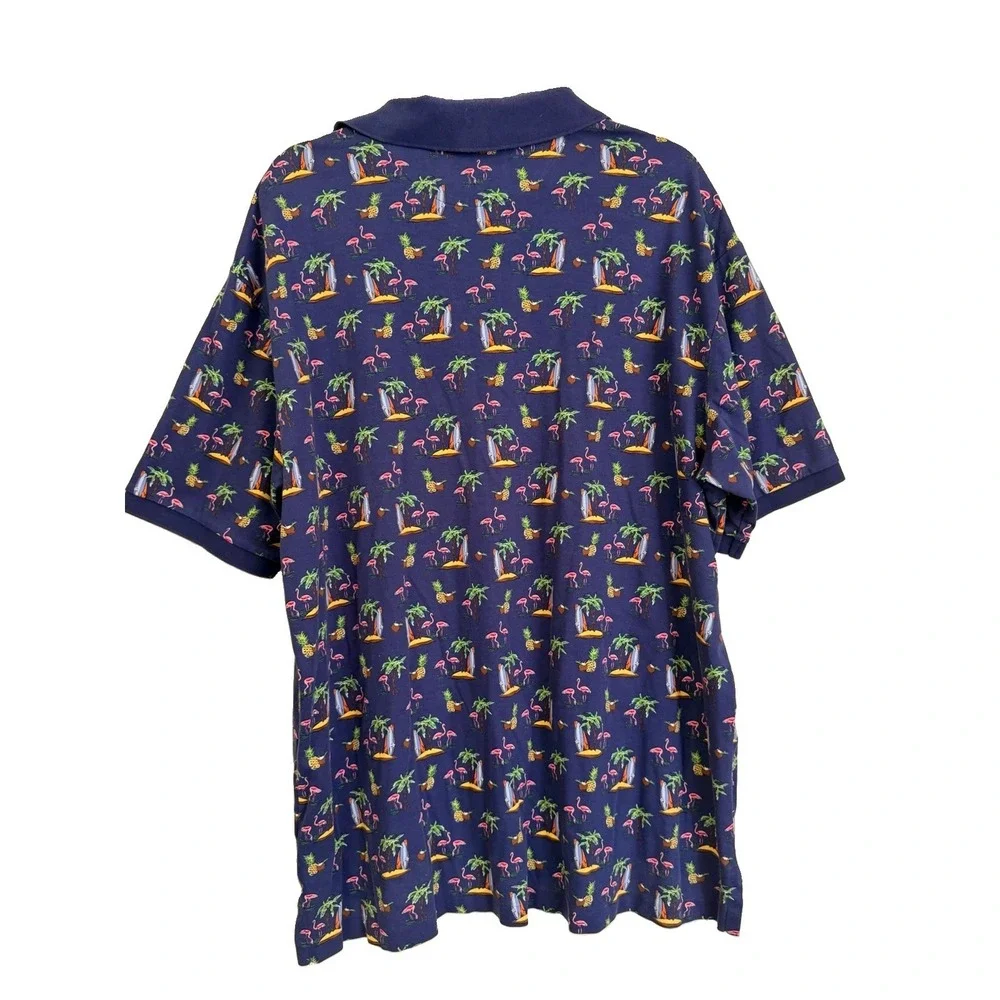 Polo Ralph Lauren Novelty Tropical Flamingo Tree Polo Shirt Blue Men's Size XLT